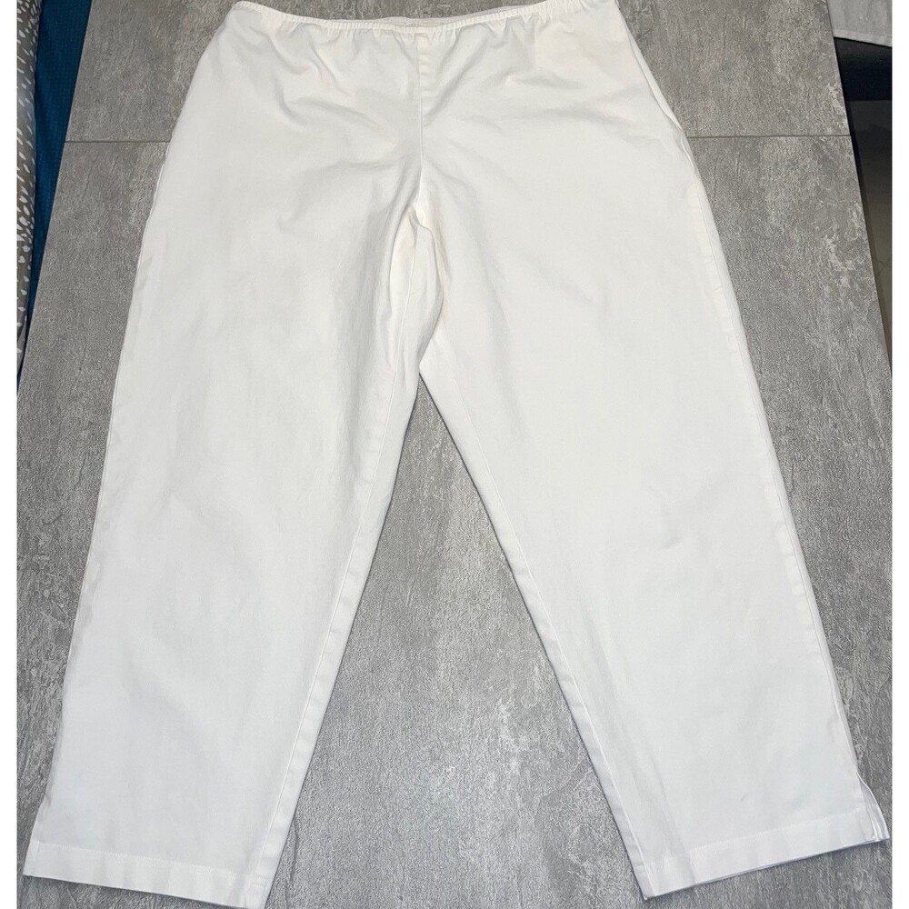 Eileen Fisher SZ XL Organic Cotton & Spandex Elastic Waist Side Zip Pants Mature